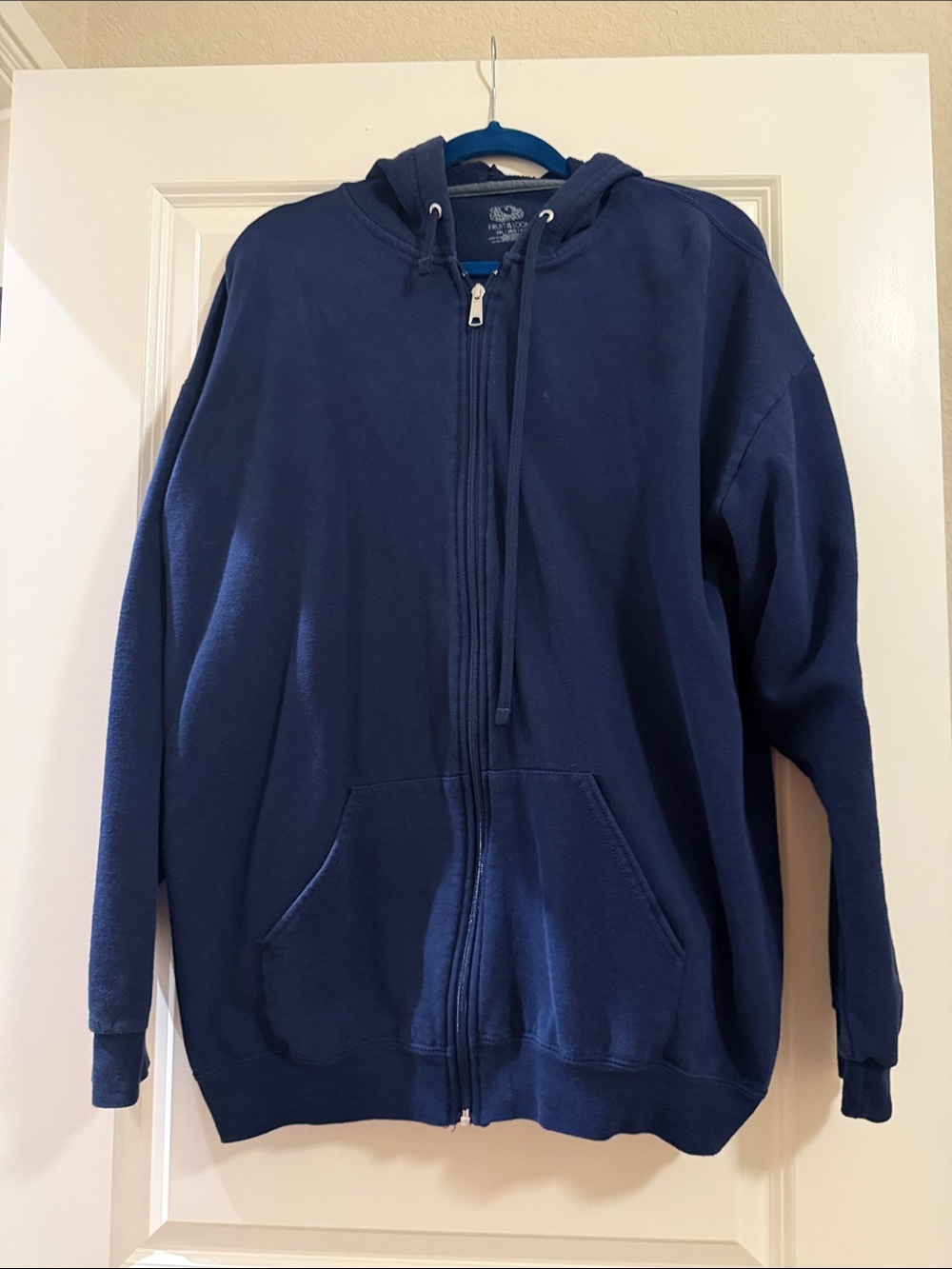 Fruit of the Loom Men's Navy Zip-Up Hooded Sweatshirt